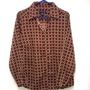 Architect Woman 1X Shirt Beautiful Medallion Print Long Sleeve Button Up Shirt